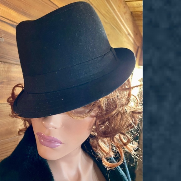 Vintage 90’s FEDORA Style Black Felt Hat One-Size - Picture 5 of 10